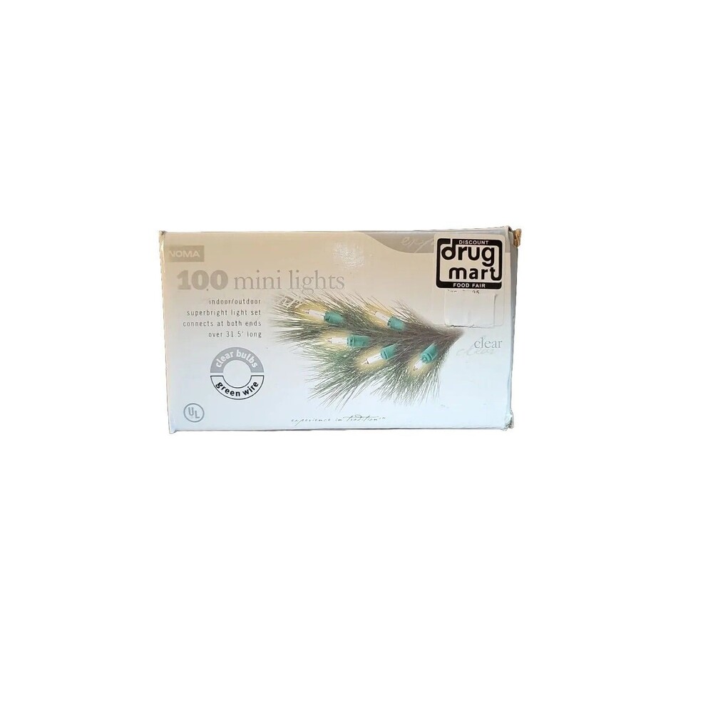 Noma 100 Clear Mini Christmas Lights Indoor Outdoor White Holiday Decor